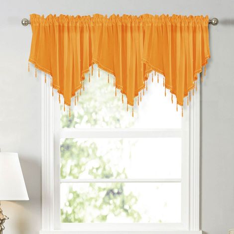 Rideau Voilant - Rideau Festonné avec Poche à Tringle - Motif Floral en Dentelle - Pour Fenêtre de Cuisine Salle de Bain Chambre - 1 Pièce 51 x 24 Pouces (1/3)