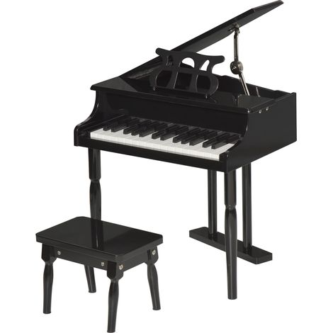 Piano queue enfant noir – 30 touches, tabouret et pupitre inclus – Instrument musique MDF (1/5)