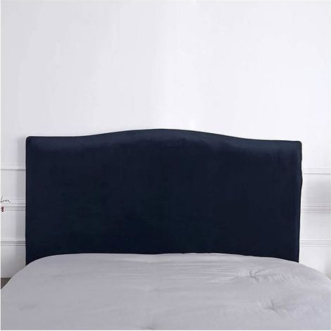 Housse de tête de lit extensible en velours 140 à 160 cm - Protection intégrale, bleue (1/5)