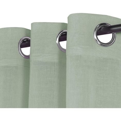 Rideaux semi-transparents en lin pour plus d'intimité et filtrer la lumière, chambre/salon, lot de 2 (132 x 241 cm, vert gazon)