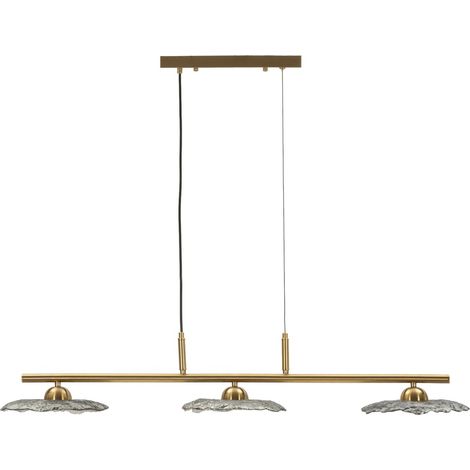 Lampadario EMILY in metallo dorato e vetro grigio fumé (1/5)