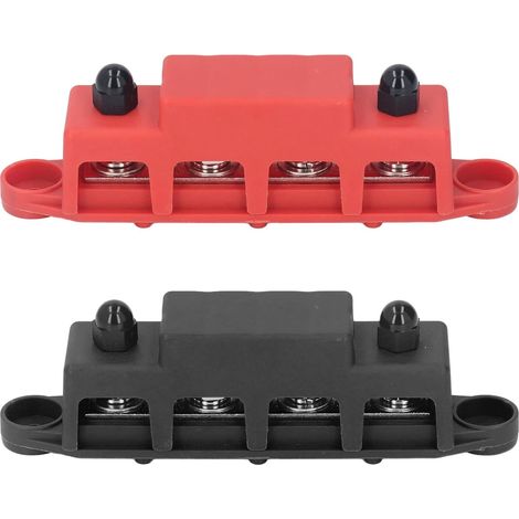 CCYKXA Pcs M8 48V 250A Sammelschienen-Verteilerblock 4 Klemmen Messing Rot Schwarz für Autos Wohnmobile Boote