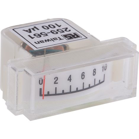 Ampèremètre analogique de panneau RS PRO, Echelle 100µA 50mm ( Prix pour 1 )