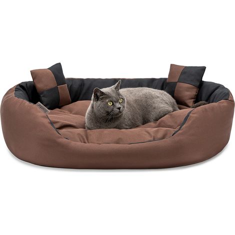 lionto Katzenbett, modernes 4-in-1 Bett aus Oxford-Gewebe, wendbar, kratzfest & pflegeleicht, 85x70 cm, schwarz/braun