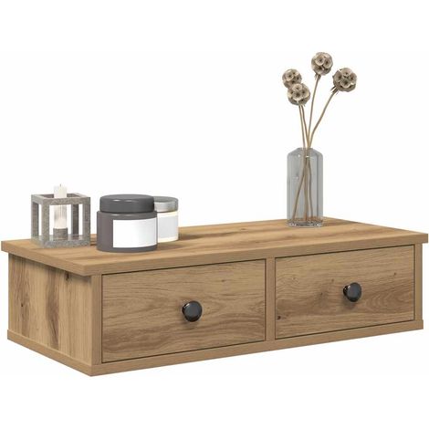 Wall Shelf with Drawers Artisian Oak 60x28x15 cm Engineered Wood vidaXL