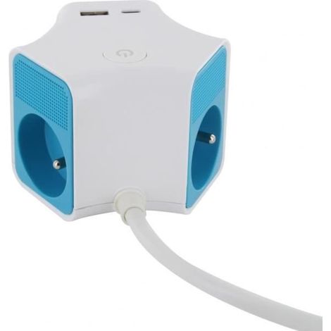Cube multiprise 1,5m - 3 prises 16A et USB - Chacon