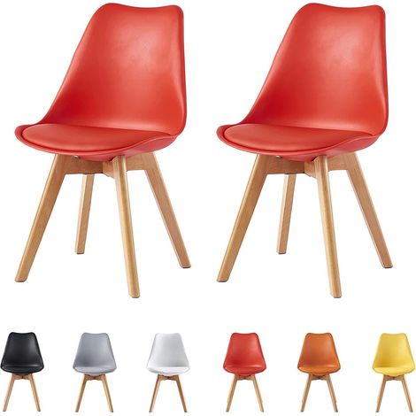 Set of 2  Dining Chairs Designer Side Chairs Wooden Home Office Commercial EVA RED (1/5)