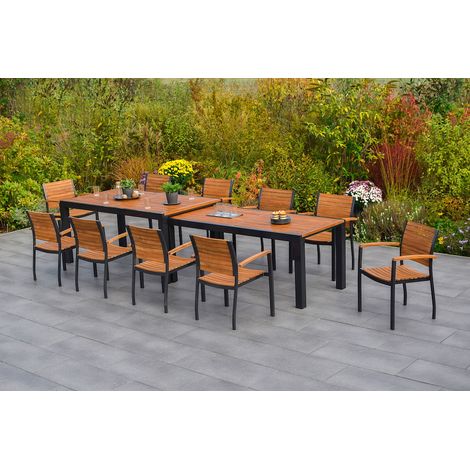 Santorin Set 11tlg 10 Sessel Flex Tisch 180(300)x100cm