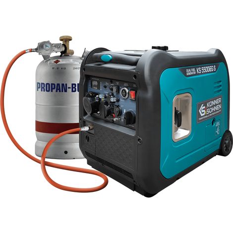 Könner & Söhnen – Groupe électrogène essence/gaz 5,5 kW – Démarrage électrique – Tension 230V – Autonomie 8,4H – Puissance sonore 66 dB