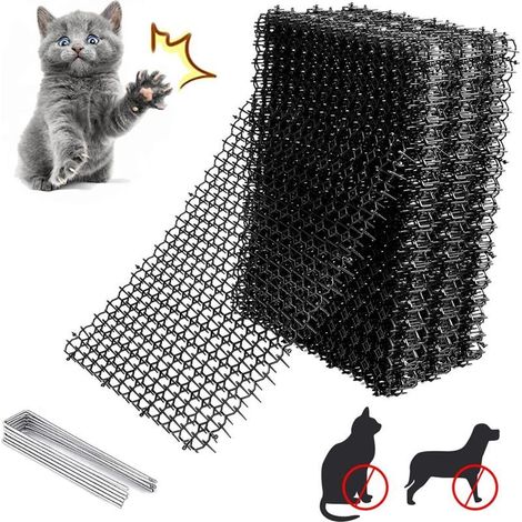 12PC Tapis Anti Chat avec Pointes,40x20cm Tapis de Dissuasion répulsif pour Chat Chien Animal,avec 8 Ancrages au Sol en Forme de U, Répulsif Chats Chiens Naturel & Écologique pour Jardin, Clôtures (1/5)