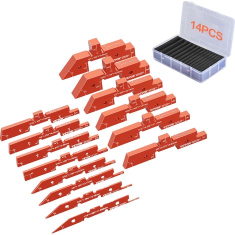 VEVOR Barras de configuración de mesa de enrutador 14 Piezas bloques de configuración de aluminio de precisión, juego de medidores de altura, con marcas de tamaño grabadas con láser, con estuche