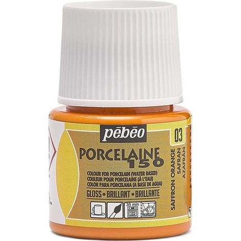 Peinture porcelaine - Pébéo - 150 Brillant - Safran N°03 - 45ml - Couleurs brillantes et opaques (1/4)