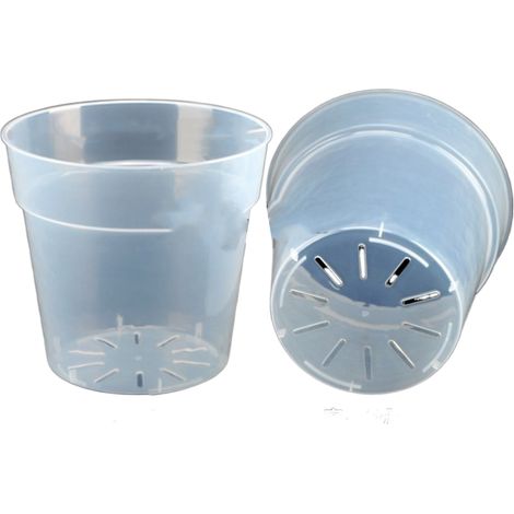 1 pot de fleurs transparent en plastique rigide, épais et haute transparence, effet pierre, pour orchidées dendrobium et plantes grasses (1/5)