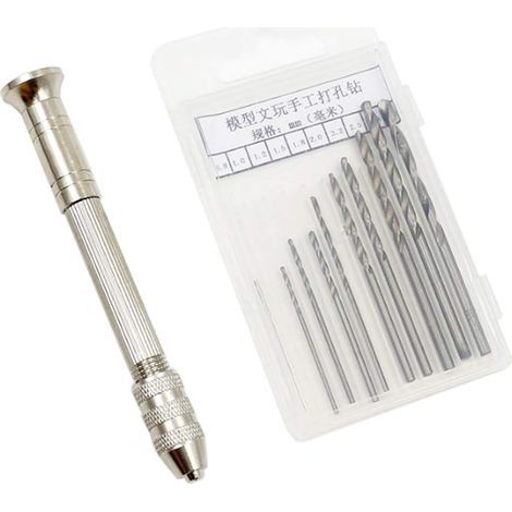 Mini Perceuse à Main avec 10 PCS Micro Forets Hélicoïdaux pour Figurines (de 0.8-3.0mm), Mini Micro Outils de Forage à Main Outils Rotatifs, Hobby Outils (1/5)