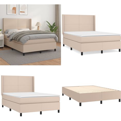 Boxspringbett Matratze Cappuccino-Braun 140x200cm Kunstleder - Boxspringbett - Betten - Doppelbett - Luxusbett - Lederbett - Home & Living (1/5)