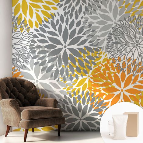 Papier peint intissé mural pour salon chambre à coucher tendance et originale - Colle incluse gratuite Énergie florale 250x250 cm (1/5)