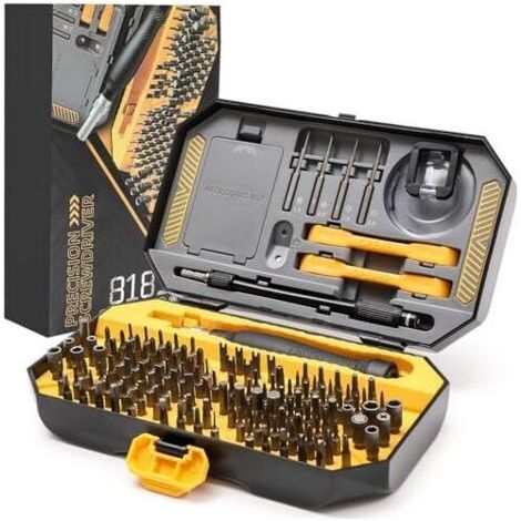 145 en 1 Kit de Tournevis de Précision, Kit Outils Mini de tournevis magnétique, Outils de Réparation avec Torx Triangle Bits etc, Pour IPhone, iPads, Mac, PC, Laptop, Montre, Lunettes (1/5)