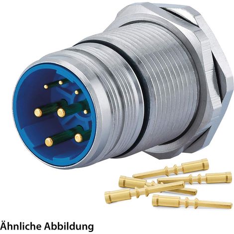 HUMMEL SET inkl. Kontakte M23 Leistung Gerätesteckverbinder, Crimpeinsatz gerade Polzahl 3+5+PE, Stift mit Gegenmutter Hinterwand - 1 Stück