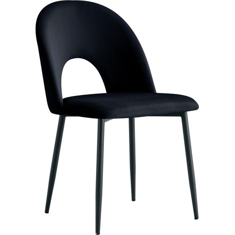 Lot de 4 chaises TEDDY métal noir velours - Noir (1/5)