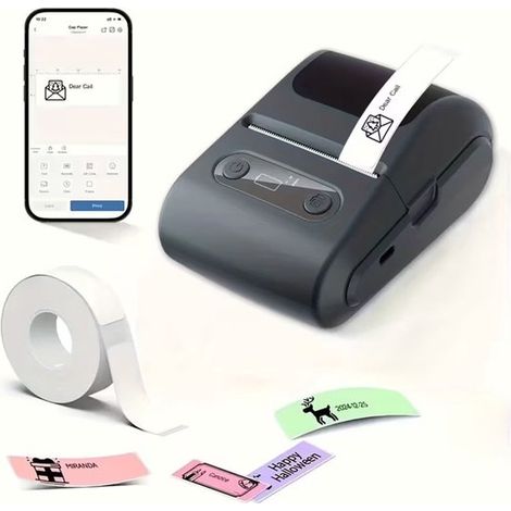 Imprimante d'étiquettes thermique portable , avec rouleau de papier intégré (1/5)