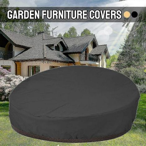 Housse imperméable pour banquette de jardin et daybed, protection anti-poussière, ronde, patio terrasse, noire (1/5)