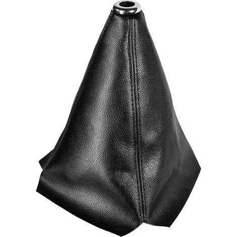 Funda protectora para palanca de cambios de coche, de cuero genuino, para manual o automática, interior decorativo, universal (PU negra) (1/5)