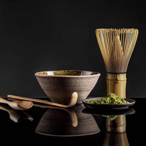 Service à matcha, bambou, fouet, cuillère à thé, marron, style 1 (1/5)
