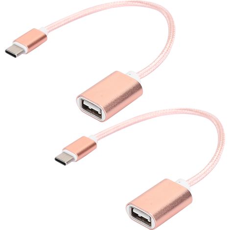 2 Pièces Câble OTG Type C, Adaptateur USB pour Transfert de Fichiers, Lecteur de Cartes Mémoire, Rose (1/5)