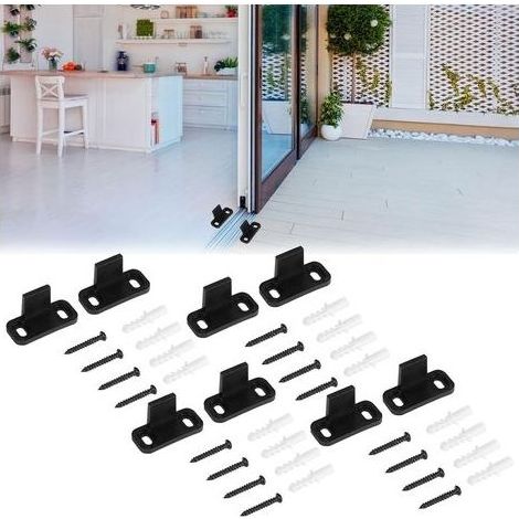 Guide Porte Coulissante,Guide Porte Galandage,Guidage au Sol Porte,Guide de Plancher Porte Coulissante Bas de Porte de Grange Coulissante pour Porte D'armoire Porte en Bois (Noir8 PCS) (1/5)