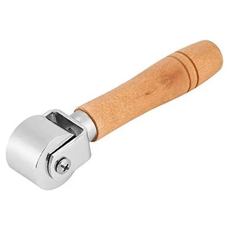 Manico in legno, strumenti per vassoio in pelle, pressa per bordi, rullo in metallo per colla per pelle, 100 mm, 60 mm, 26 mm, tonalità argento (26 mm) (1/5)