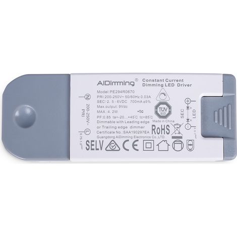 Driver LED dimmable TRIAC 2-6V DC - 700mA - 4,2W