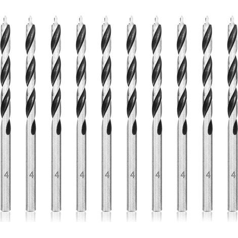 CHOYCLIT Forets à Bois Hélicoïdaux 4mm 10 Pièces Mèche pour Bois Professional Foret Brad Point pour Bois (1/5)