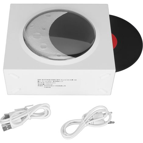 Bluetooth-Wecker im Vintage-Stil, Platin-Weinrot, mit Mond- und Sternenlicht für die Schlafzimmerdekoration, Weiß