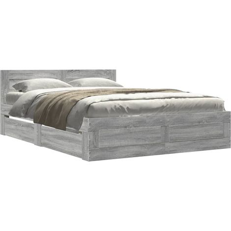 Maison Exclusive - Cadre de lit et tête de lit sans matelas sonoma gris 120x190 cm