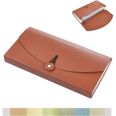 Porte-reçus extensible à 13 compartiments avec étiquettes, classeur à billets et coupons, petit portefeuille accordéon pour cartes et tickets, idéal pour le bureau et la maison, couleur bordeaux.