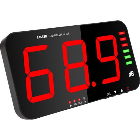 Enregistreur de Niveau Sonore, Sonomètre Mural 30-130dB, Moniteur de Bruit avec Affichage LED et Alarme, Stockage Automatique des Données, pour Maison, Bureau, Usine, Atelier (1/5)