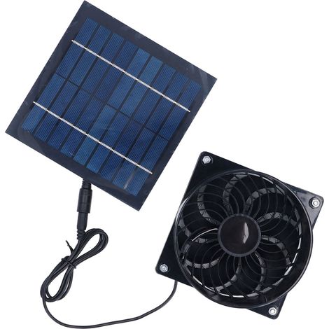Extracteur d'air solaire professionnel performant éco-énergétique ventilateur de gaine 5W pour extérieur grenier niche à chien cabane poulailler (1/5)