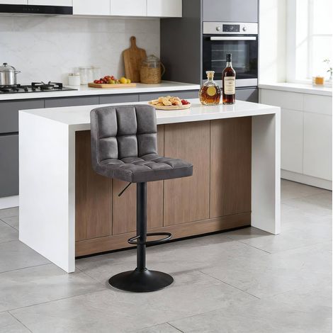 Sgabello da bar girevole regolabile in similpelle antracite con base in metallo MODENUIT (1/4)