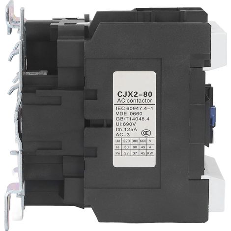 Contacteur tripolaire basse tension CJX2-8011, bobine 36V AC, 80A, contacts argentés, usage industriel, fiabilité optimale. (1/5)