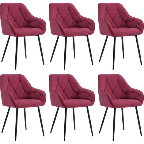 WOLTU Set 6 Sedie Moderne da Cucina o Soggiorno in Velluto con Gambe in Metallo Bordeaux (1/5)
