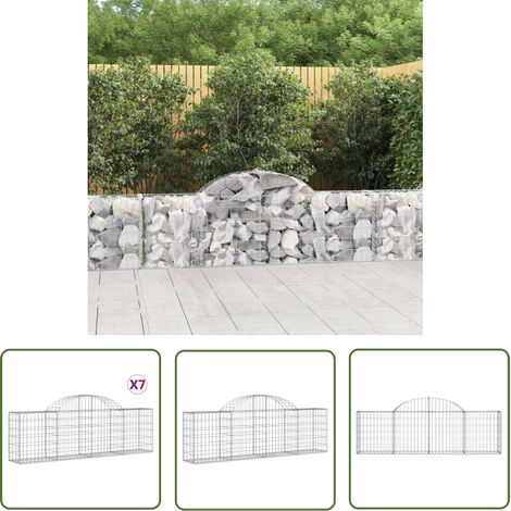 Paniers à gabions arqués 7 pcs 200x30x60/80 cm Fer galvanisé (1/5)