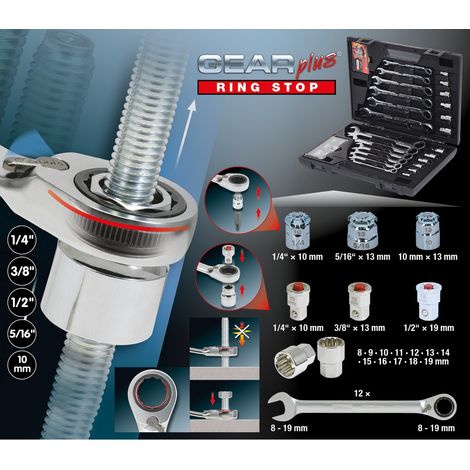 KS Tools GEARplus RINGSTOP-Ratschenringmaulschlüssel-Satz, 30-tlg mit Adapter - 503.4960 (1/5)
