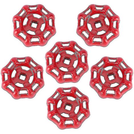 Lot de 6 poignées de robinet à volant, poignée de rechange pour vanne à guillotine, rouge 6 x 6 cm (1/4)