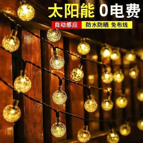 Guirnalda de luces LED solares impermeables con forma de burbuja para uso exterior, jardín, patio, balcón, hogar, luz intermitente, luz cálida – 9,5 metros, 50 LED – lámpara solar de burbuja (1/5)