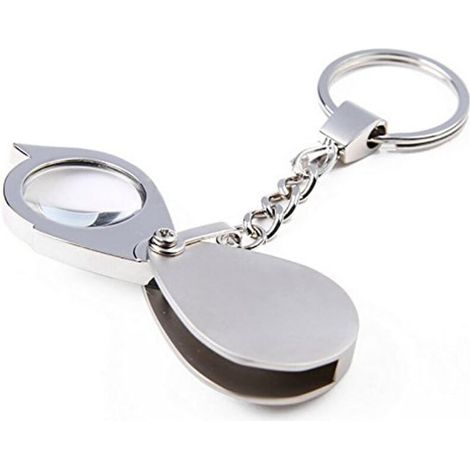 10-fache Vergrößerung, faltbare Metall-Taschenlupe mit Schlüsselring, 30-mm-Linse zum Lesen von Karten, Etiketten, Bastelarbeiten und für Menschen mit Sehbehinderung. (1/4)