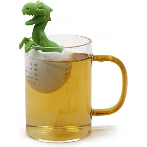 Filtre à thé en silicone dinosaure, infuseur réutilisable, passoire à thé en forme de dinosaure, compatible avec tasses et théières.
