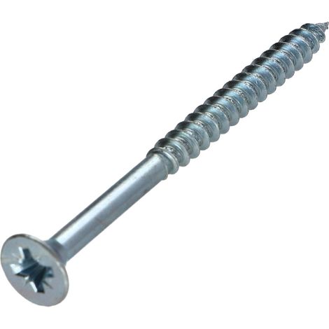 VBA Vis bois agglo Tête fraisée Pozi N°3 6X80 Filetage partiel Acier zingué - 100 pièces (1/5)