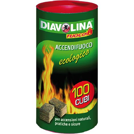 DIAVOLINA 'ACCENDIFUOCO ECOLOGICA' 100 cubi - art. 15317- 6 confezione  - DIAVOLINA
