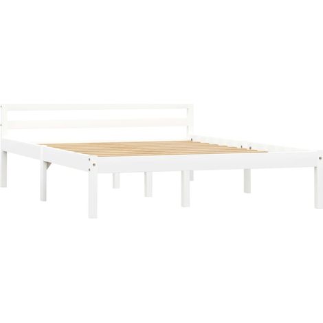 Maison Exclusive - Cadre de lit sans matelas blanc bois de pin massif 140x200 cm