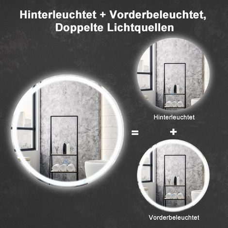 Led badezimmerspiegel mit antibeschlag 60 cm doppelbeleuchtung